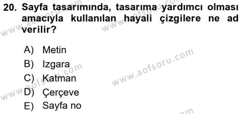 Görsel İletişim ve Tasarım Tarihi Dersi 2022 - 2023 Yılı Yaz Okulu Sınavı 20. Soru