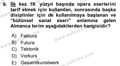 Görsel İletişim ve Tasarım Tarihi Dersi 2022 - 2023 Yılı Yaz Okulu Sınavı 9. Soru