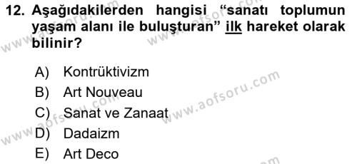 Görsel İletişim ve Tasarım Tarihi Dersi 2023 - 2024 Yılı (Vize) Ara Sınavı 12. Soru