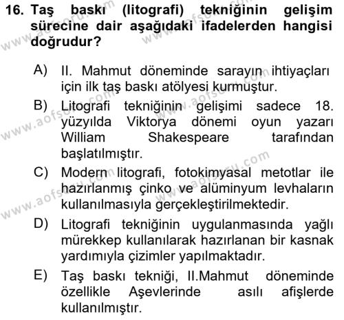 Görsel İletişim ve Tasarım Tarihi Dersi 2023 - 2024 Yılı (Vize) Ara Sınavı 16. Soru