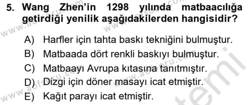 Görsel İletişim ve Tasarım Tarihi Dersi 2023 - 2024 Yılı (Vize) Ara Sınavı 5. Soru