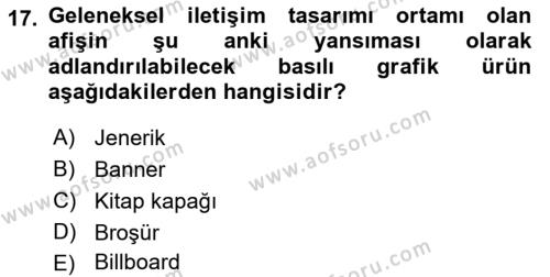 Tipografi Dersi 2021 - 2022 Yılı Yaz Okulu Sınavı 17. Soru