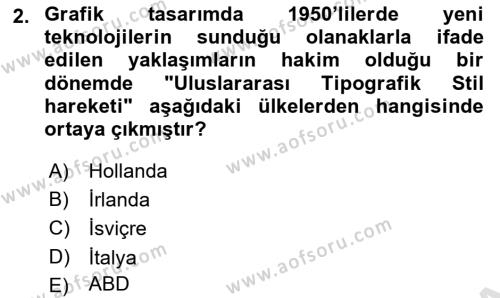 Tipografi Dersi 2022 - 2023 Yılı Yaz Okulu Sınavı 2. Soru