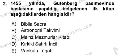 Tipografi Dersi 2023 - 2024 Yılı (Vize) Ara Sınavı 2. Soru