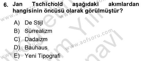 Tipografi Dersi 2023 - 2024 Yılı (Vize) Ara Sınavı 6. Soru