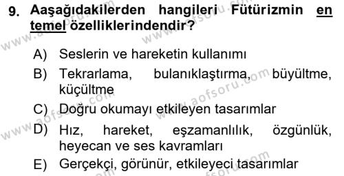 Tipografi Dersi 2023 - 2024 Yılı (Vize) Ara Sınavı 9. Soru