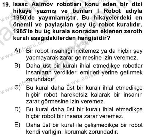 Dijital Kültür Dersi 2021 - 2022 Yılı (Final) Dönem Sonu Sınavı 19. Soru