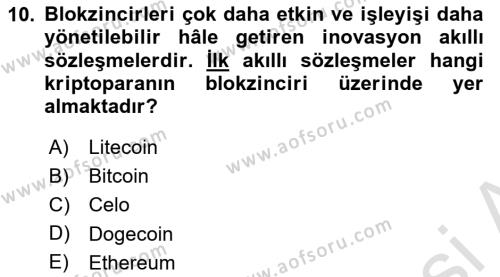 Dijital Kültür Dersi 2021 - 2022 Yılı Yaz Okulu Sınavı 10. Soru