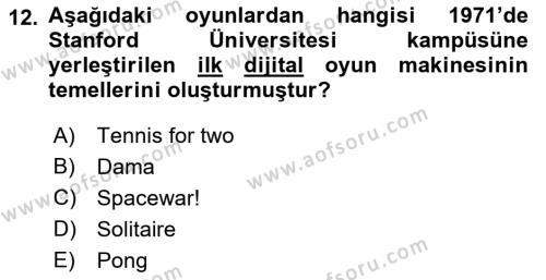 Dijital Kültür Dersi 2021 - 2022 Yılı Yaz Okulu Sınavı 12. Soru