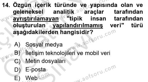 Dijital Kültür Dersi 2021 - 2022 Yılı Yaz Okulu Sınavı 14. Soru