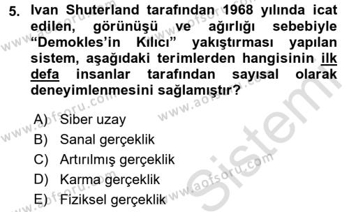 Dijital Kültür Dersi 2022 - 2023 Yılı Yaz Okulu Sınavı 5. Soru