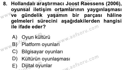 Dijital Kültür Dersi 2022 - 2023 Yılı Yaz Okulu Sınavı 8. Soru