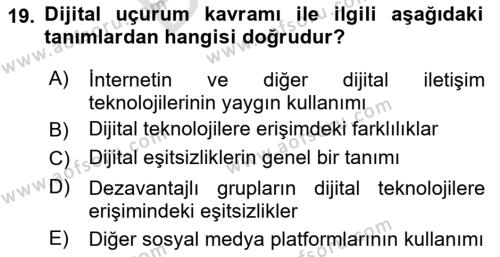 Dijital Kültür Dersi 2023 - 2024 Yılı (Final) Dönem Sonu Sınavı 19. Soru