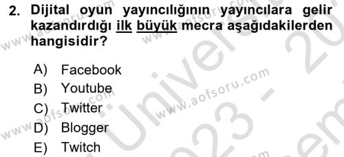 Dijital Kültür Dersi 2023 - 2024 Yılı (Final) Dönem Sonu Sınavı 2. Soru
