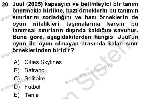 Dijital Kültür Dersi 2023 - 2024 Yılı (Final) Dönem Sonu Sınavı 20. Soru