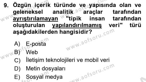 Dijital Kültür Dersi 2023 - 2024 Yılı (Final) Dönem Sonu Sınavı 9. Soru