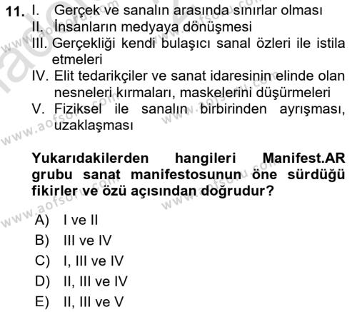 Yeni Medya Sanatı Dersi 2022 - 2023 Yılı (Vize) Ara Sınavı 11. Soru