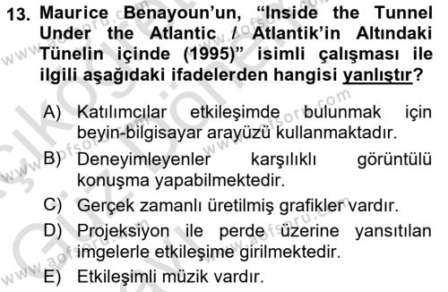 Yeni Medya Sanatı Dersi 2022 - 2023 Yılı (Vize) Ara Sınavı 13. Soru