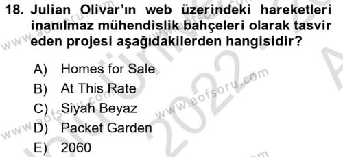 Yeni Medya Sanatı Dersi 2022 - 2023 Yılı (Vize) Ara Sınavı 18. Soru