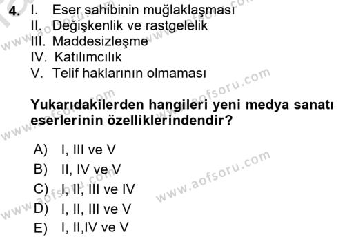 Yeni Medya Sanatı Dersi 2022 - 2023 Yılı (Vize) Ara Sınavı 4. Soru