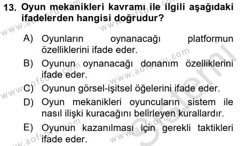 Yeni Medya Sanatı Dersi 2022 - 2023 Yılı (Final) Dönem Sonu Sınavı 13. Soru