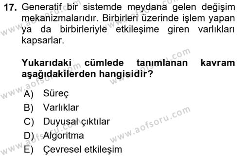 Yeni Medya Sanatı Dersi 2022 - 2023 Yılı (Final) Dönem Sonu Sınavı 17. Soru