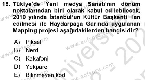 Yeni Medya Sanatı Dersi 2022 - 2023 Yılı (Final) Dönem Sonu Sınavı 18. Soru