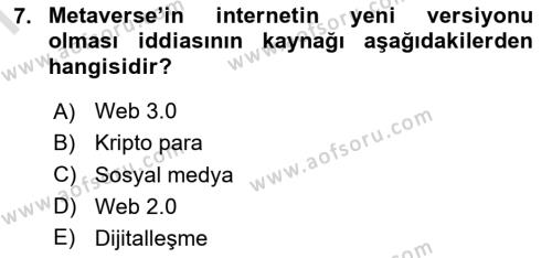 Yeni Medya Sanatı Dersi 2022 - 2023 Yılı (Final) Dönem Sonu Sınavı 7. Soru