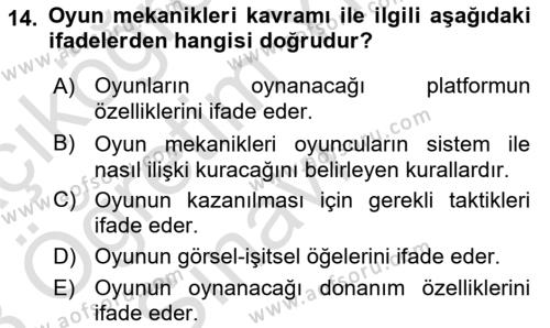 Yeni Medya Sanatı Dersi 2022 - 2023 Yılı Yaz Okulu Sınavı 14. Soru