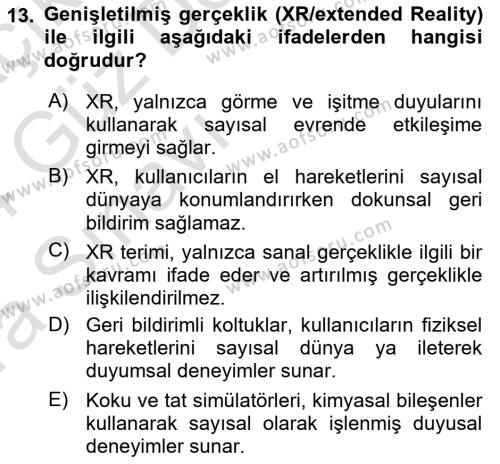 Yeni Medya Sanatı Dersi 2023 - 2024 Yılı (Vize) Ara Sınavı 13. Soru