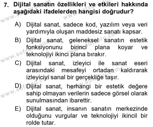 Yeni Medya Sanatı Dersi 2023 - 2024 Yılı (Vize) Ara Sınavı 7. Soru