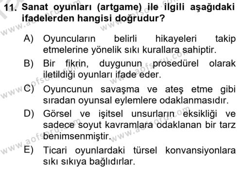 Yeni Medya Sanatı Dersi 2023 - 2024 Yılı (Final) Dönem Sonu Sınavı 11. Soru