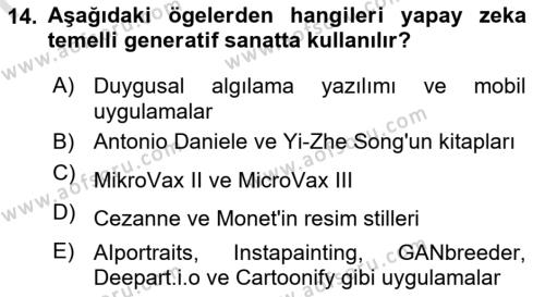 Yeni Medya Sanatı Dersi 2023 - 2024 Yılı (Final) Dönem Sonu Sınavı 14. Soru