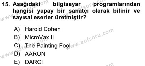 Yeni Medya Sanatı Dersi 2023 - 2024 Yılı (Final) Dönem Sonu Sınavı 15. Soru