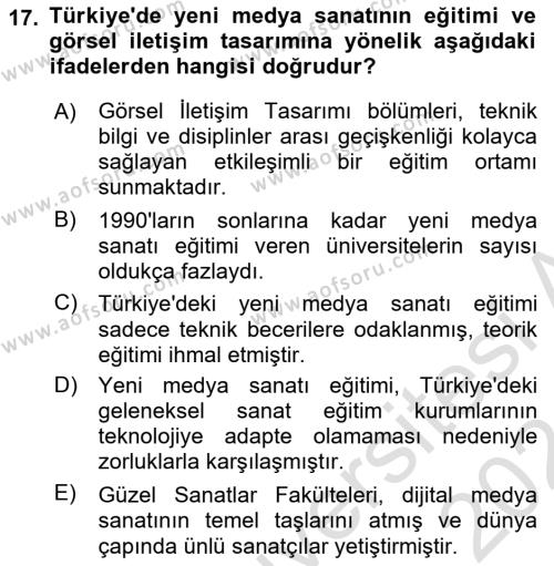 Yeni Medya Sanatı Dersi 2023 - 2024 Yılı (Final) Dönem Sonu Sınavı 17. Soru