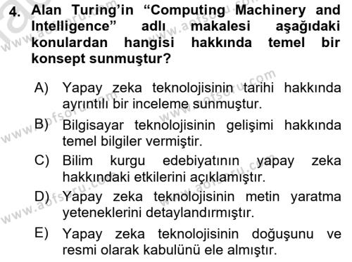 Yeni Medya Sanatı Dersi 2023 - 2024 Yılı (Final) Dönem Sonu Sınavı 4. Soru