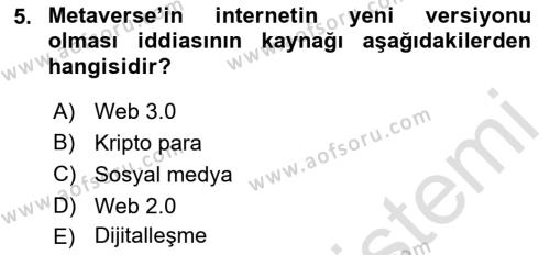 Yeni Medya Sanatı Dersi 2023 - 2024 Yılı (Final) Dönem Sonu Sınavı 5. Soru