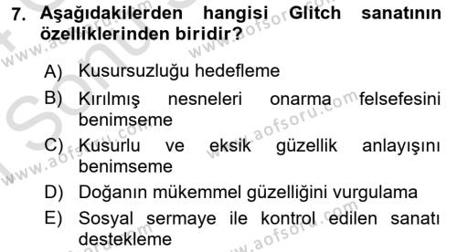 Yeni Medya Sanatı Dersi 2023 - 2024 Yılı (Final) Dönem Sonu Sınavı 7. Soru