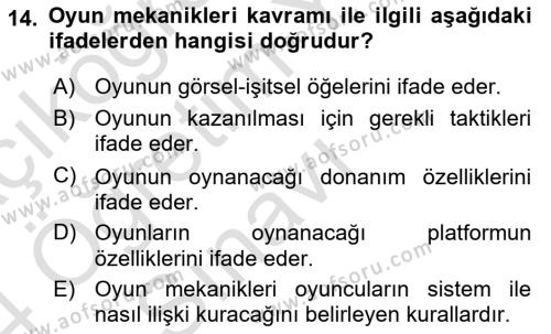 Yeni Medya Sanatı Dersi 2023 - 2024 Yılı Yaz Okulu Sınavı 14. Soru