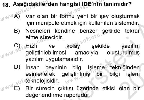 Yeni Medya Sanatı Dersi 2023 - 2024 Yılı Yaz Okulu Sınavı 18. Soru