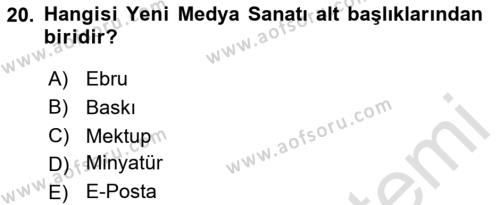 Yeni Medya Sanatı Dersi 2023 - 2024 Yılı Yaz Okulu Sınavı 20. Soru