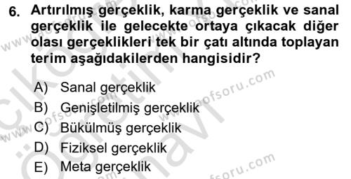 Yeni Medya Sanatı Dersi 2023 - 2024 Yılı Yaz Okulu Sınavı 6. Soru