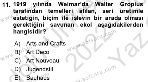 İleri Tipografi Dersi 2022 - 2023 Yılı Yaz Okulu Sınavı 11. Soru