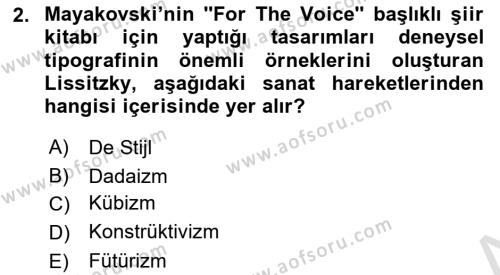 İleri Tipografi Dersi 2022 - 2023 Yılı Yaz Okulu Sınavı 2. Soru