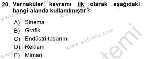 İleri Tipografi Dersi 2022 - 2023 Yılı Yaz Okulu Sınavı 20. Soru