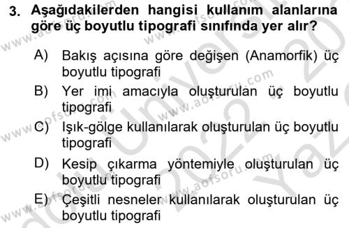 İleri Tipografi Dersi 2022 - 2023 Yılı Yaz Okulu Sınavı 3. Soru