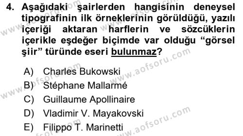 İleri Tipografi Dersi 2022 - 2023 Yılı Yaz Okulu Sınavı 4. Soru