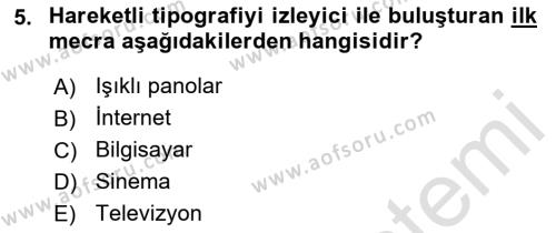 İleri Tipografi Dersi 2022 - 2023 Yılı Yaz Okulu Sınavı 5. Soru