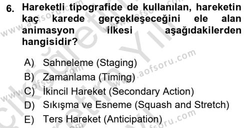 İleri Tipografi Dersi 2022 - 2023 Yılı Yaz Okulu Sınavı 6. Soru