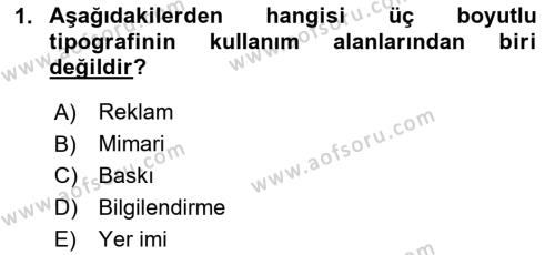 İleri Tipografi Dersi 2023 - 2024 Yılı (Vize) Ara Sınavı 1. Soru